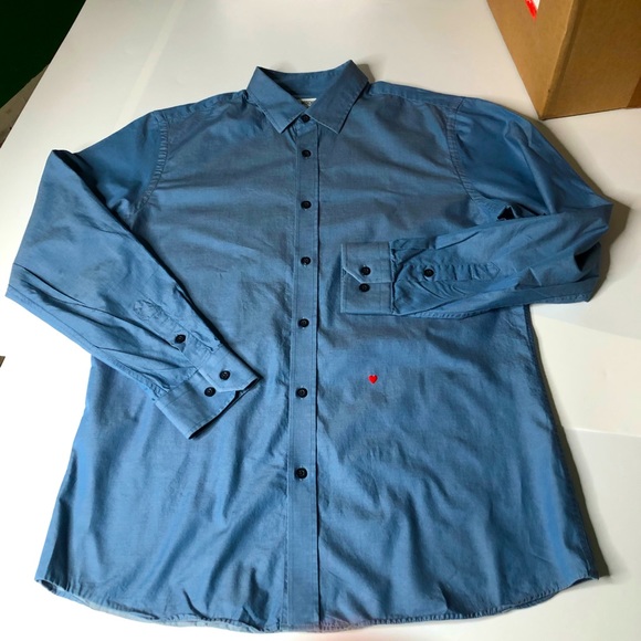 Moschino Other - Moschino Mens 16.5 Blue L/S Button Up Shirt Heart